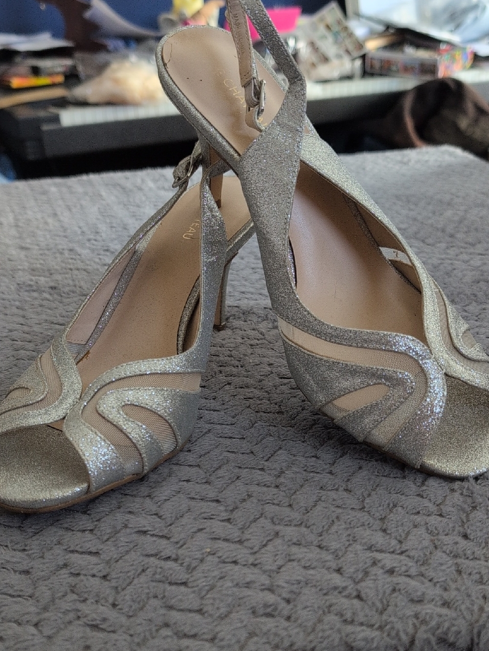 Le Chateau Silver Glitter High Heels